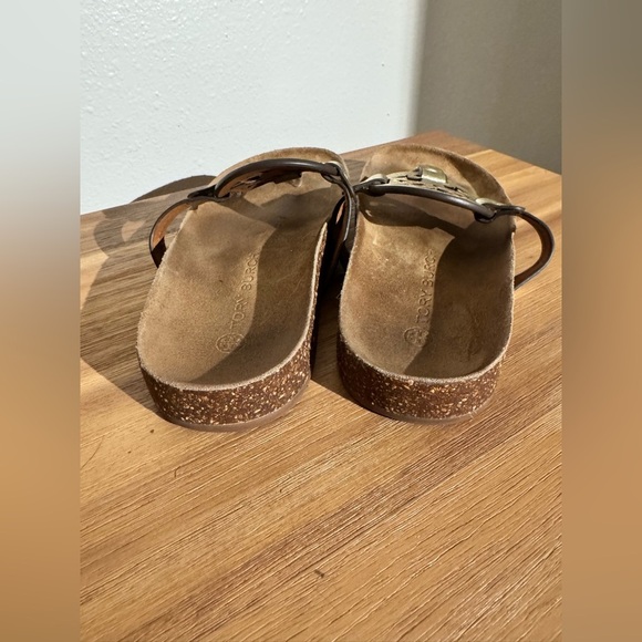 Tory Burch Miller Cloud Sandals Metallic Gold Leather Cork 6.5 US EUC - Picture 8 of 9